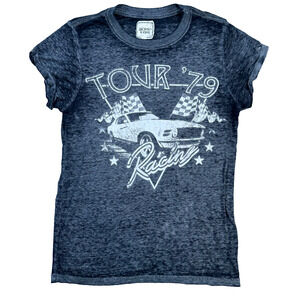 Modish Rebel Distressed Tour 79’ Racing T-Shirt Size X-Small Gray Short Sleeve